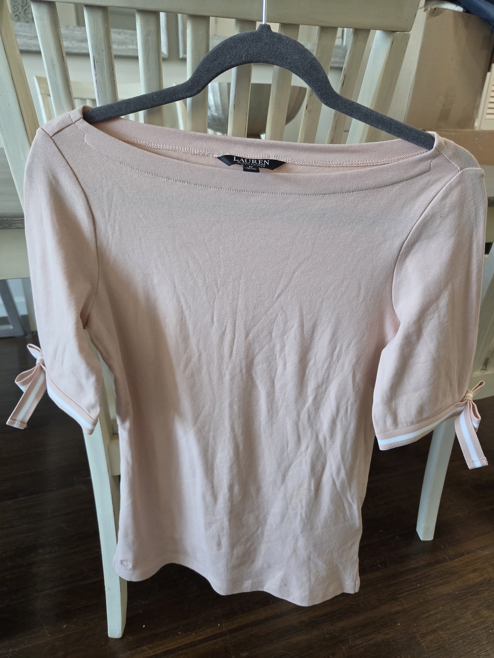 Lauren Ralph Lauren Blush Tie-Sleeve Boatneck Tee - Picture 5 of 7